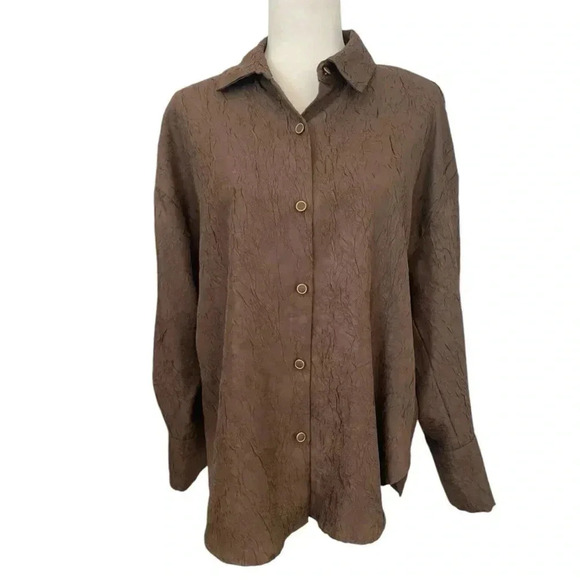 House of Harlow 1960 Women's Textured Long Sleeve Button-Up Shirt - Picture 1 of 7